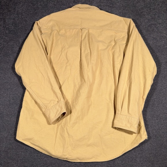 Vintage Woolrich Men's L Yellow Heavy Cotton Flannel Shirt Chamois Outdoors USA - Picture 4 of 6
